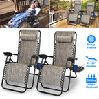 2-Pack: Foldable Zero Gravity Lounge Chair with Dual Side Tray