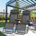 2-Pack: Foldable Zero Gravity Lounge Chair with Dual Side Tray
