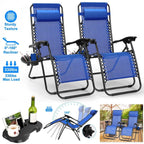 2-Pack: Foldable Zero Gravity Lounge Chair with Dual Side Tray