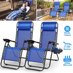 2-Pack: Foldable Zero Gravity Lounge Chair with Dual Side Tray