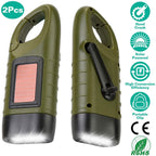 2-Pack: Hand Crank Solar Powered Flashlight