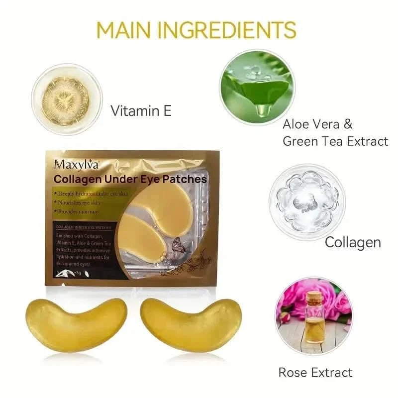 2-Pack: Hydrating Eye Care Under Eye Crystal Mask Golden Under Eye Patches For Women and Men