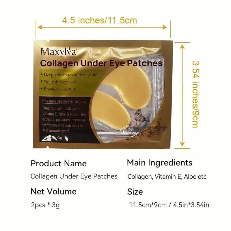 2-Pack: Hydrating Eye Care Under Eye Crystal Mask Golden Under Eye Patches For Women and Men
