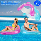 2-Pack: Inflatable Float Pool Chair with Cup Holder Arm Rest