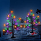 2-Pack: Lighted Halloween Trees with Timer and Adjustable Twigs