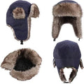2-Pack: Men's Ushanka Winter Faux Fur Hat with Ear Flaps