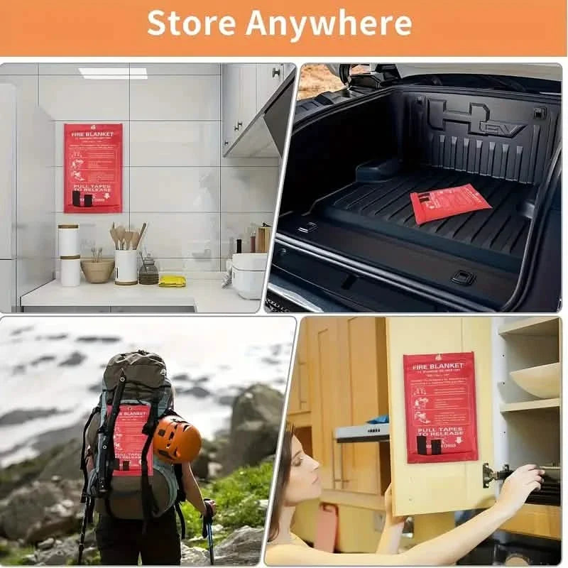 2-Pack: Premium Fiberglass Fire Blankets - Heat-Resistant, Compact and Reusable