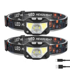 2-Pack: Rechargeable Motion Sensor Headlamp 6 Light Modes Headlight