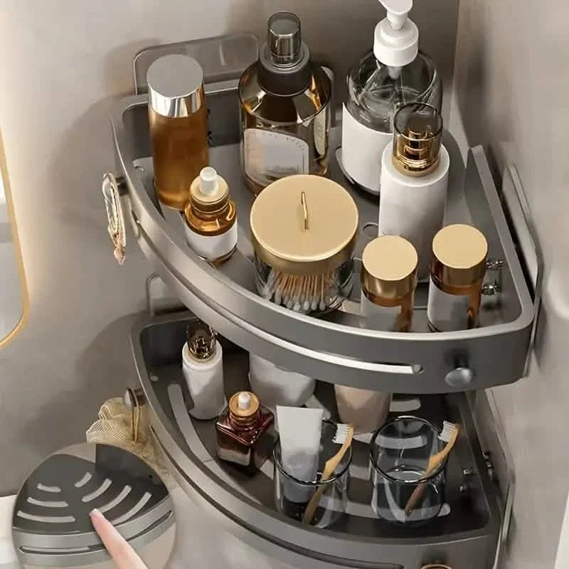 2-Tier: Rustproof Corner Shower Caddy, Adhesive Wall Mounted Shower Shelves No Drilling