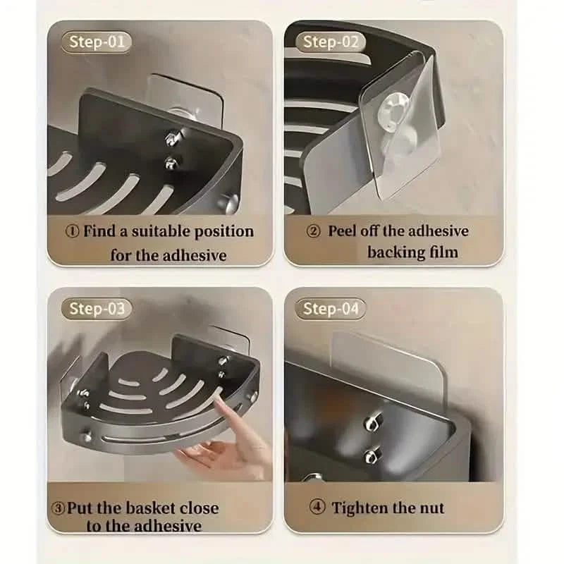 2-Tier: Rustproof Corner Shower Caddy, Adhesive Wall Mounted Shower Shelves No Drilling