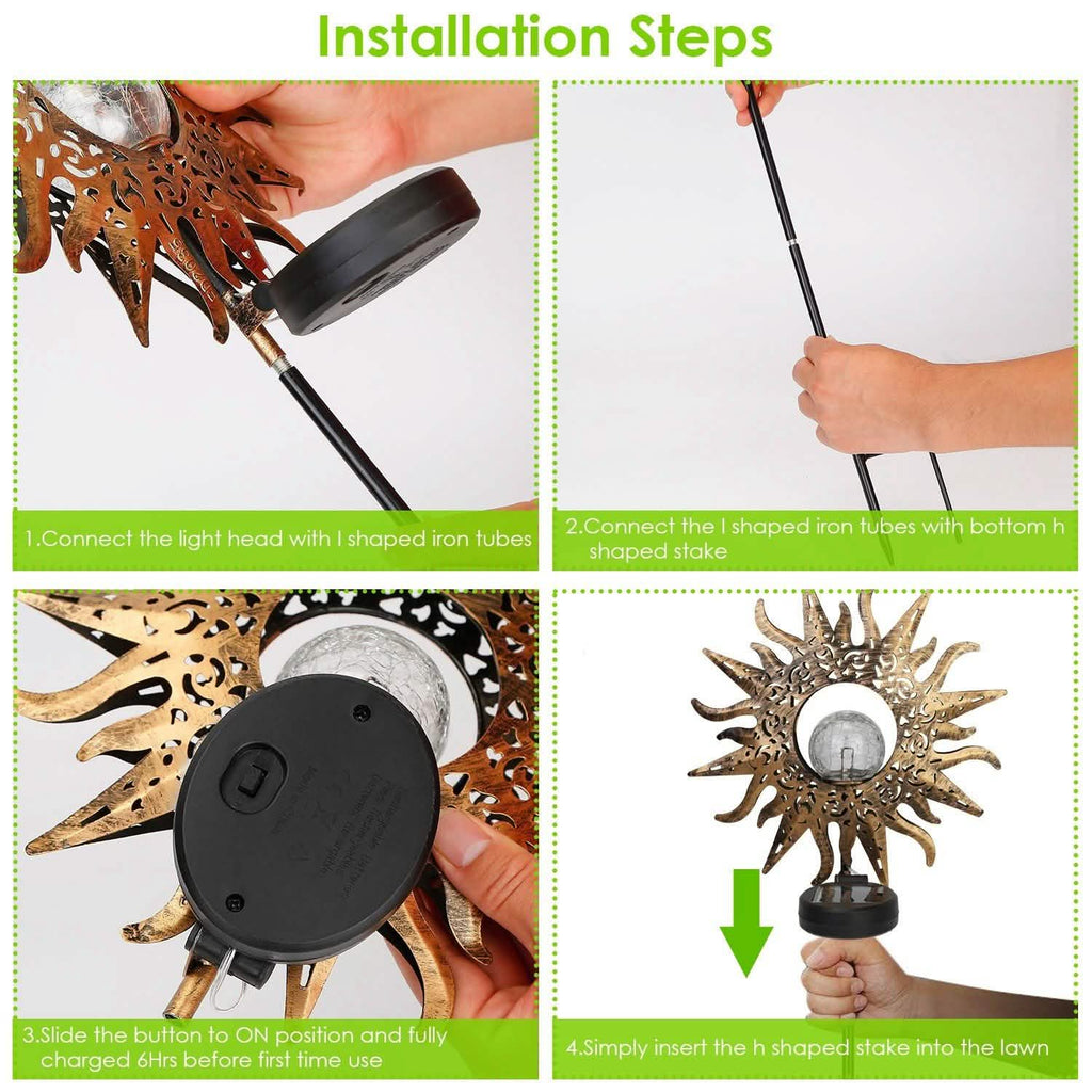 2-Pack: Solar Powered Glass Globe Stake Lamp