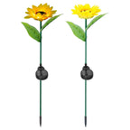 2-Pack: Solar Powered Sunflower Lights LED Decorative Stake Lamp