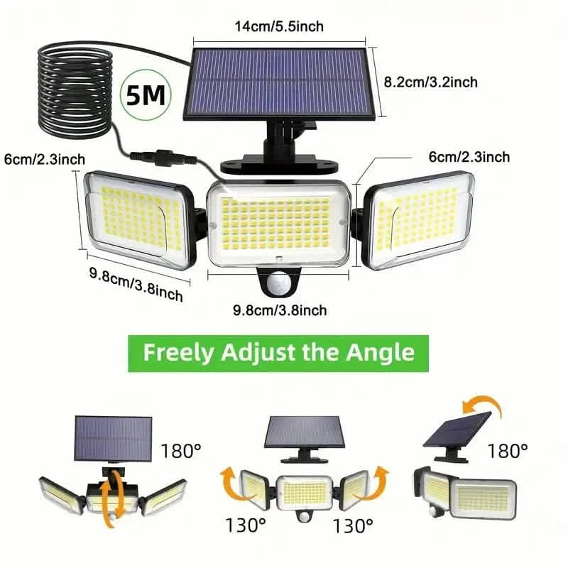 2-Pack: Split Solar Wall Light For Outdoor With Motion Sensor 3 Heads
