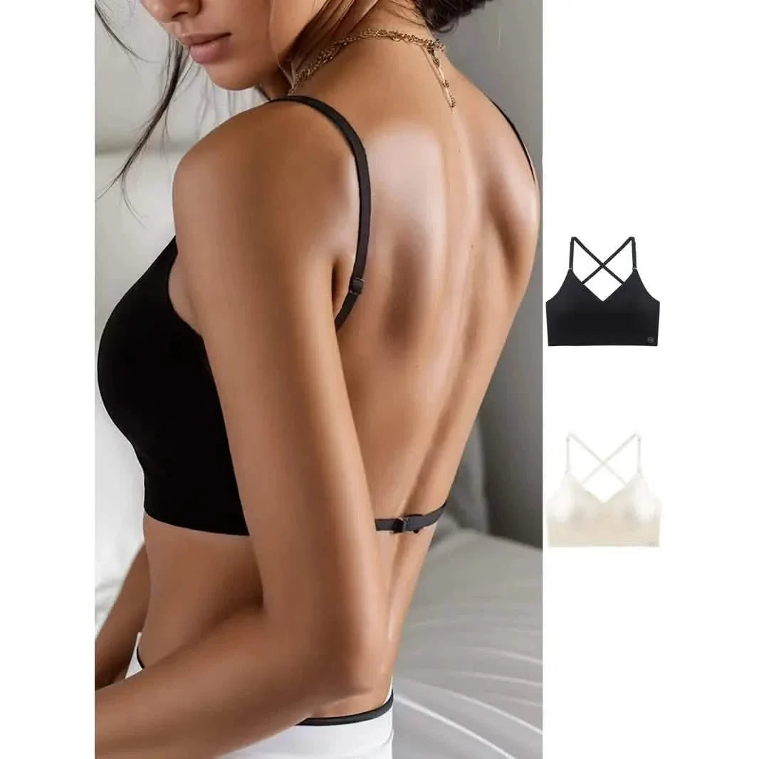 2-Pack: U-Backless Sports Bra Crop Top With Adjustable Straps