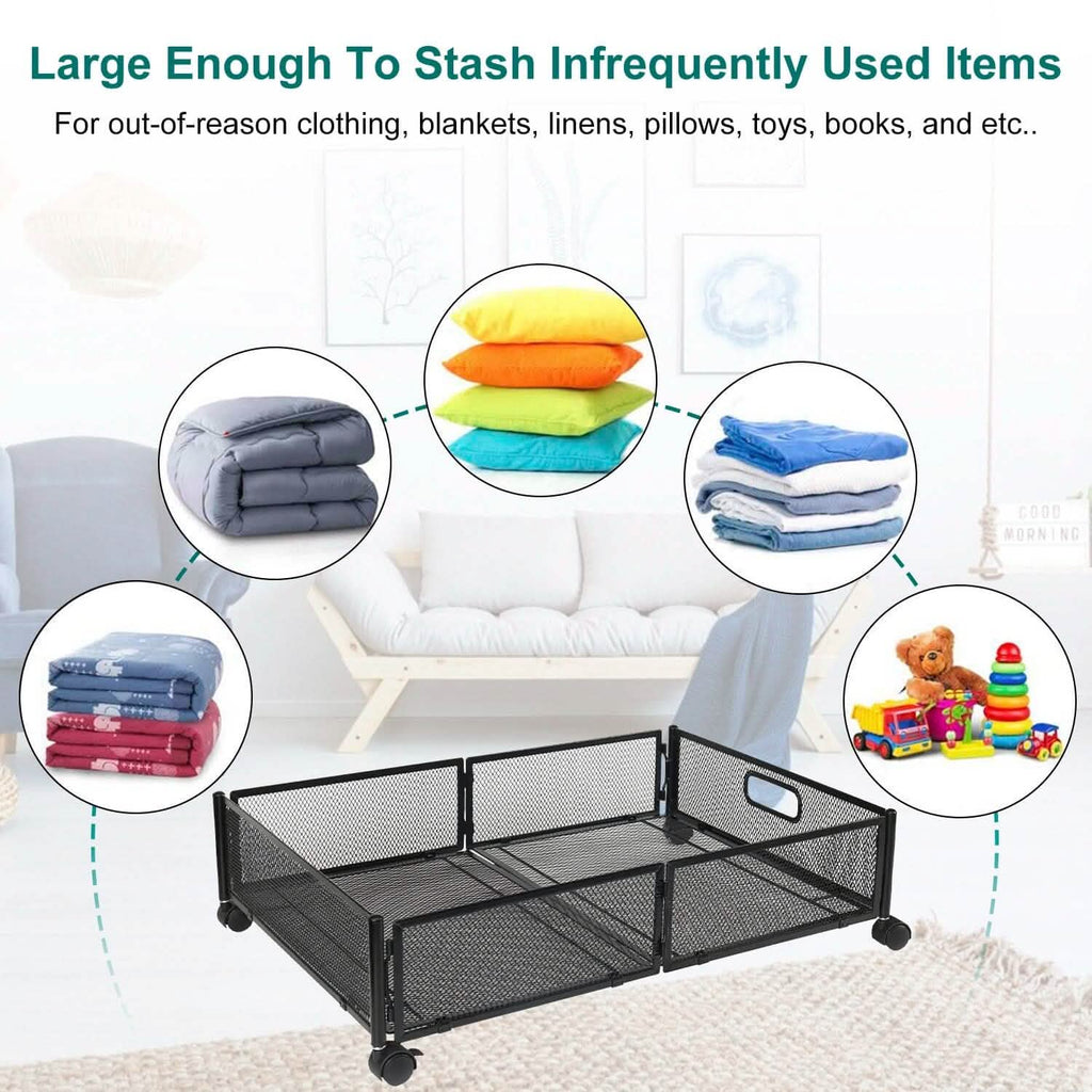 2-Pack: Under Bed Storage Container Foldable Rolling Storage Bin