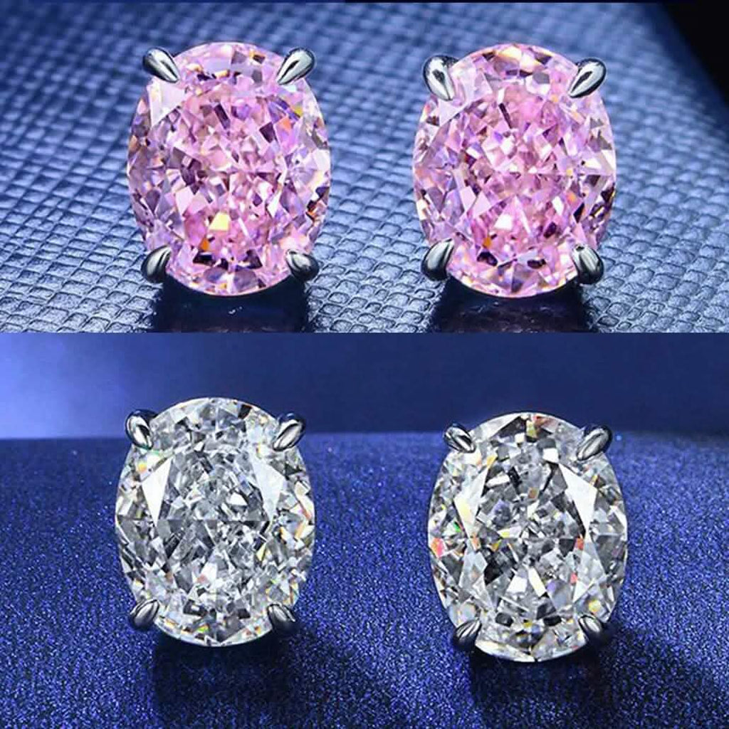 2-Pairs: 2.00CTTW CZ Oval Set Earrings