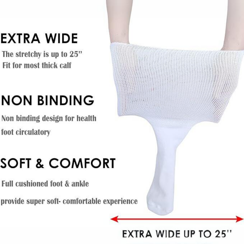 2 Pairs of Comfort Extra Wide Lymphedema & Diabetic Socks - Max