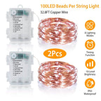 2-Piece: 100LED Beads String Lights