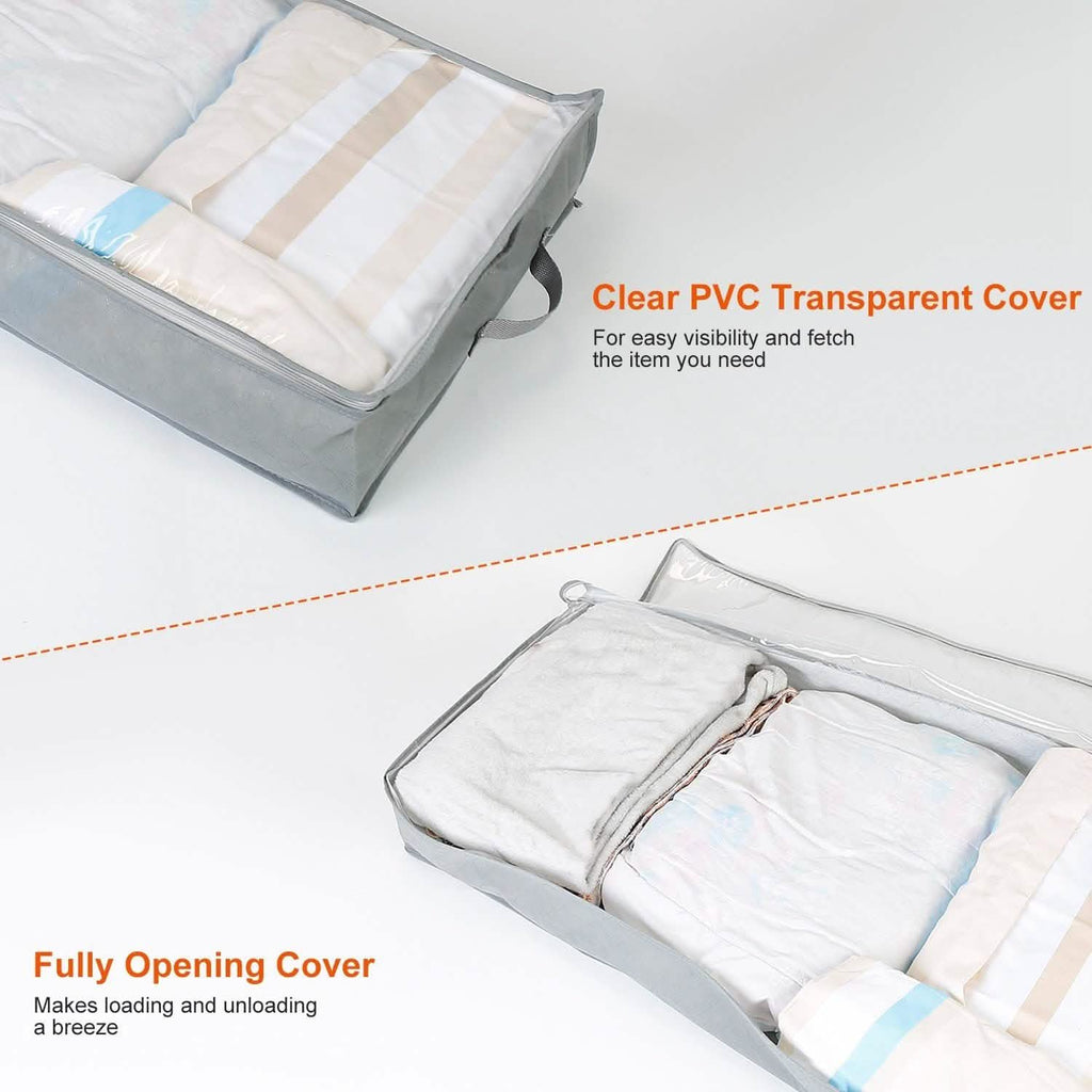 2-Piece: 70L Foldable Underbed Clothes Moisture Proof Zipped Organizer
