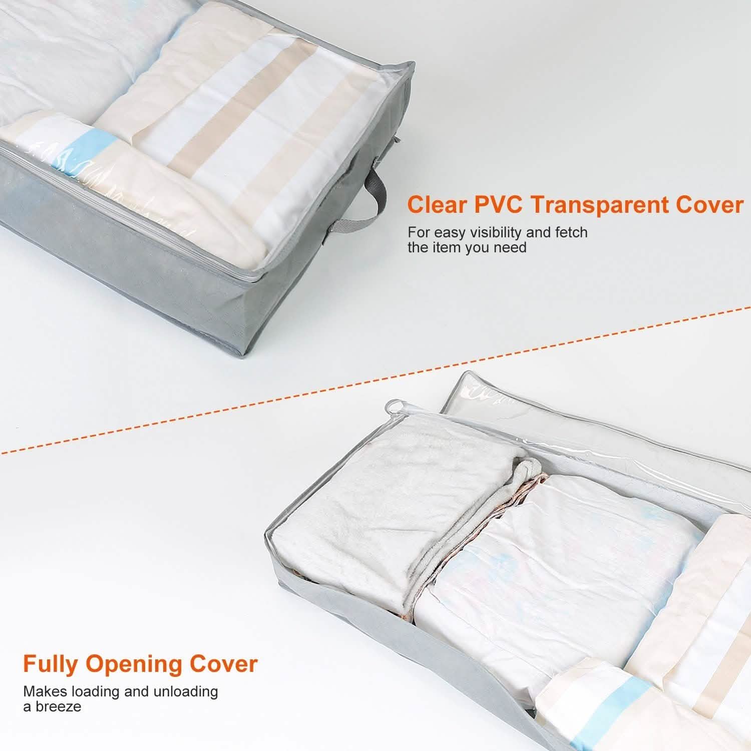 2-Piece: 70L Foldable Underbed Clothes Moisture Proof Zipped Organizer