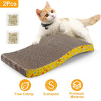 2-Piece: Cardboard S-shaped Curve Cat Scratching Pad