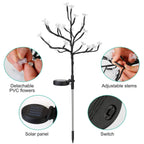 2-Piece: Outdoor Solar Light Cherry Blossom Flower Landscape Light