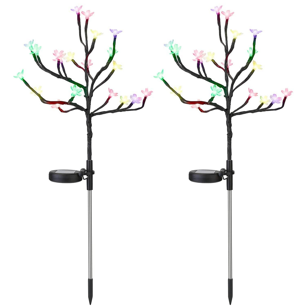 2-Piece: Outdoor Solar Light Cherry Blossom Flower Landscape Light