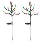 2-Piece: Outdoor Solar Light Cherry Blossom Flower Landscape Light
