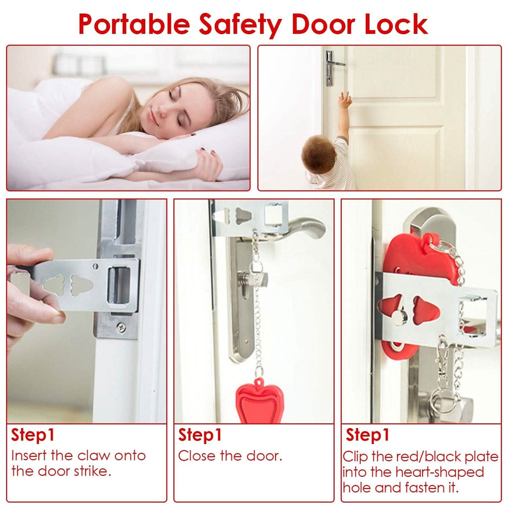 2-Piece: Portable Travel Door Lock Home Hotel Apartment Security Lock