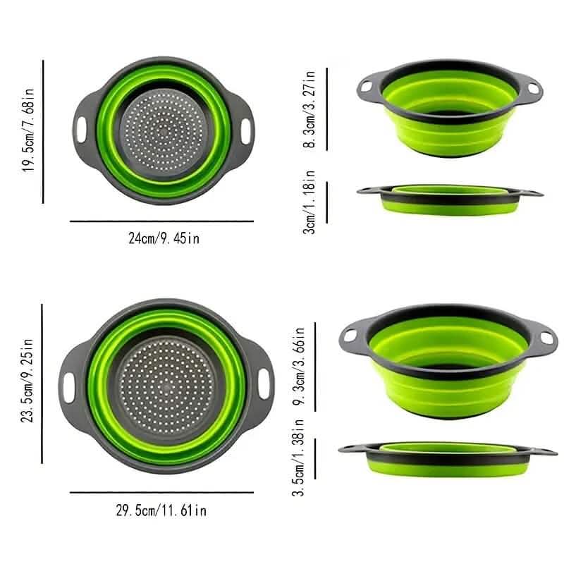 2-Piece Set: Circular Blue Suit Foldable Silicone Kitchen Drop Funnel