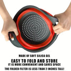 2-Piece Set: Circular Blue Suit Foldable Silicone Kitchen Drop Funnel
