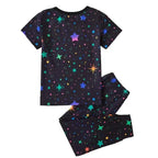 2-Piece Set: Cute Starry Unicorn Pattern Short Sleeve Top + Jogger Pants Co-ords Set