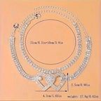 Double Love Heart Rhinestone Chain Anklet Set