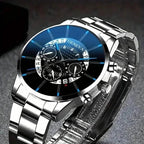 2-Piece Set: Exquisite Men's Quartz Timepieces And Fashionable Stainless Steel Watch Chains