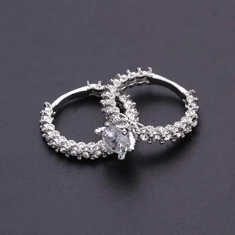 2-Piece Set: Fashionable Engagement Rings Adorned with Full Rhinestones