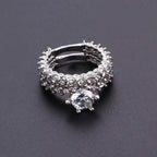 2-Piece Set: Fashionable Engagement Rings Adorned with Full Rhinestones