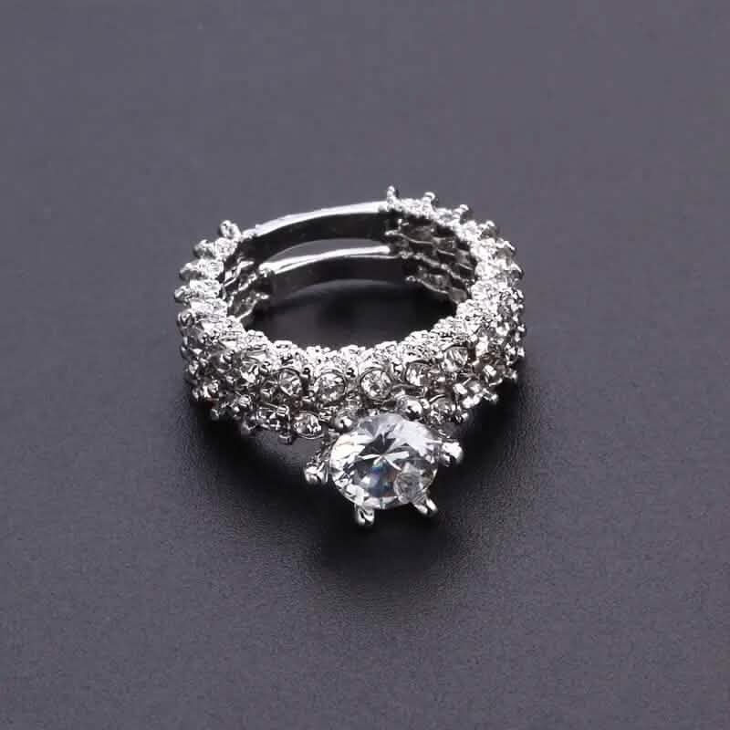 2-Piece Set: Fashionable Engagement Rings Adorned with Full Rhinestones