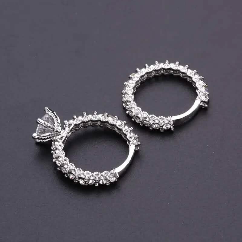 2-Piece Set: Fashionable Engagement Rings Adorned with Full Rhinestones