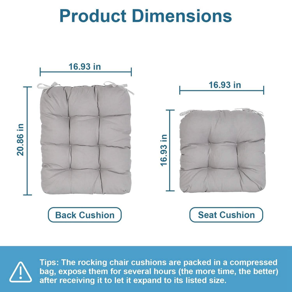2-Piece Set: Rocking Chair Cushion with Non-Slip Ties Polyester Fiber Filling