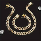 2-Piece Set: Unisex Hip Hop Cuban Chain Necklace and 8" Bracelet
