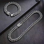 2-Piece Set: Unisex Hip Hop Cuban Chain Necklace and 8" Bracelet