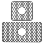 2-Piece: Silicon Grid Sink Mat with Central Drain Hole