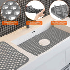 2-Piece: Silicon Grid Sink Mat with Central Drain Hole