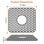 2-Piece: Silicon Grid Sink Mat with Central Drain Hole