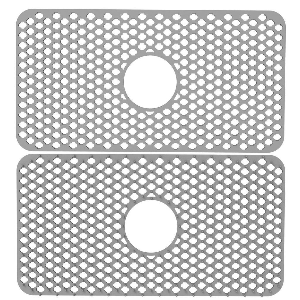 2-Piece: Silicon Grid Sink Mat with Central Drain Hole