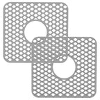 2-Piece: Silicon Grid Sink Mat with Central Drain Hole