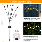 2-Piece: Solar Firefly Lights Swaying Decorative Pathway Lamp