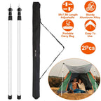 2-Piece: Telescoping Tarp Poles Portable Aluminum Awning Poles
