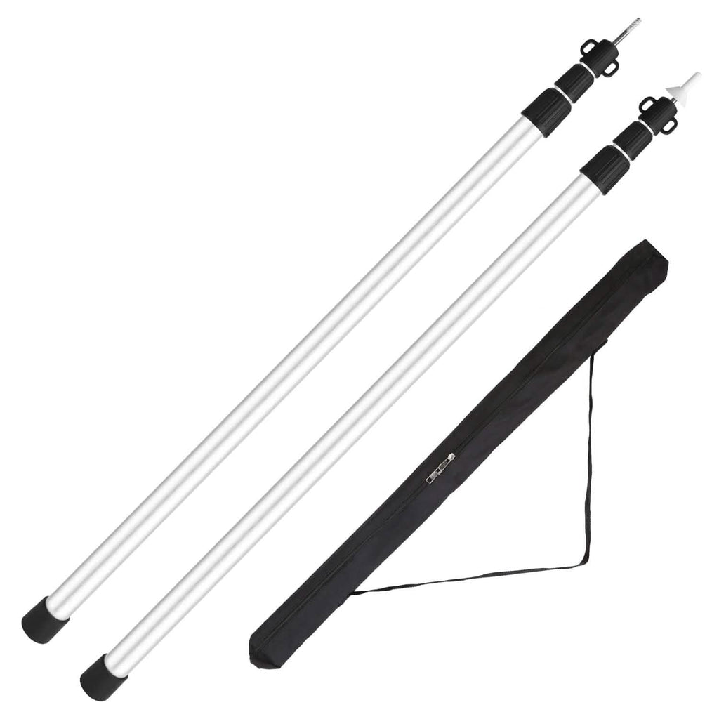 2-Piece: Telescoping Tarp Poles Portable Aluminum Awning Poles