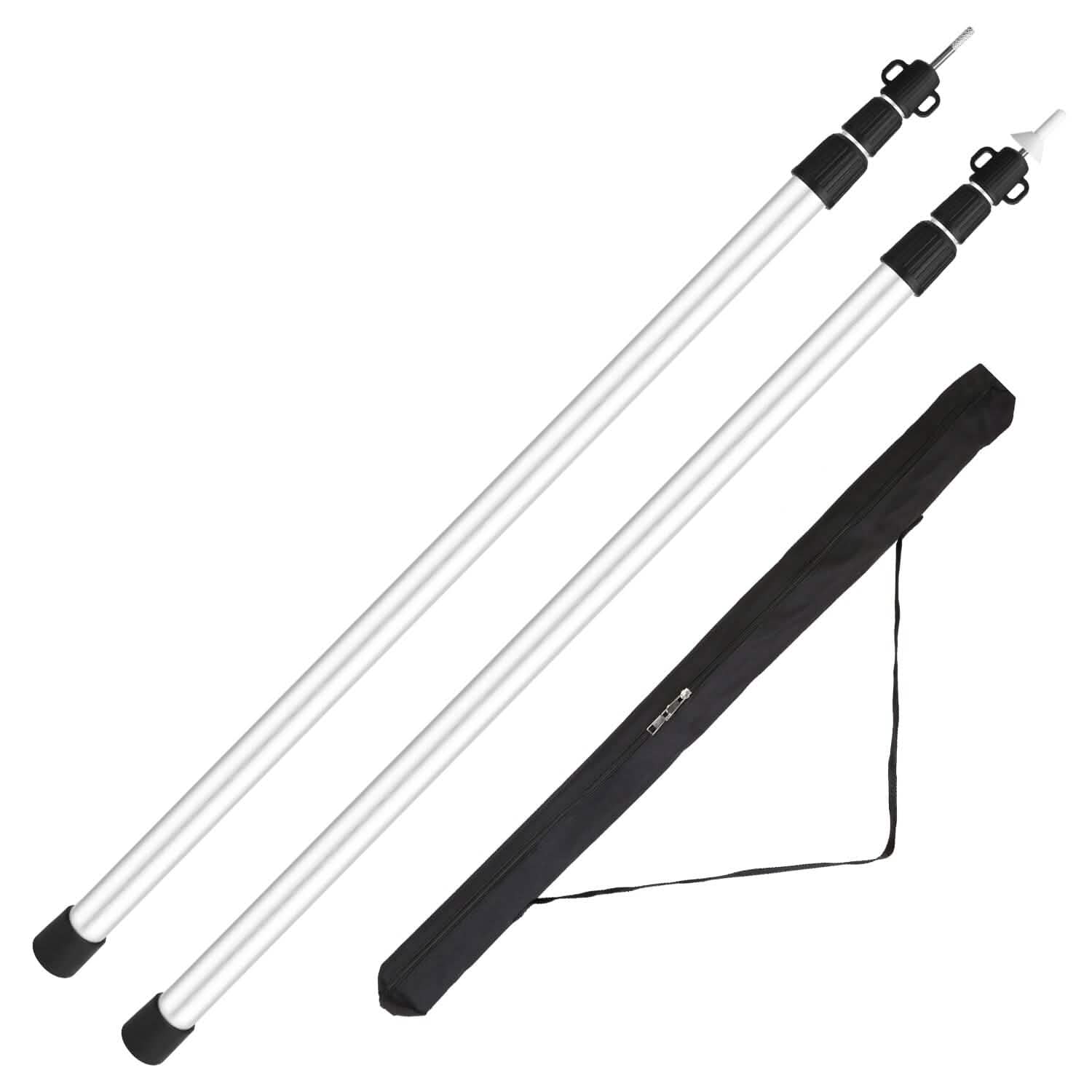 2-Piece: Telescoping Tarp Poles Portable Aluminum Awning Poles